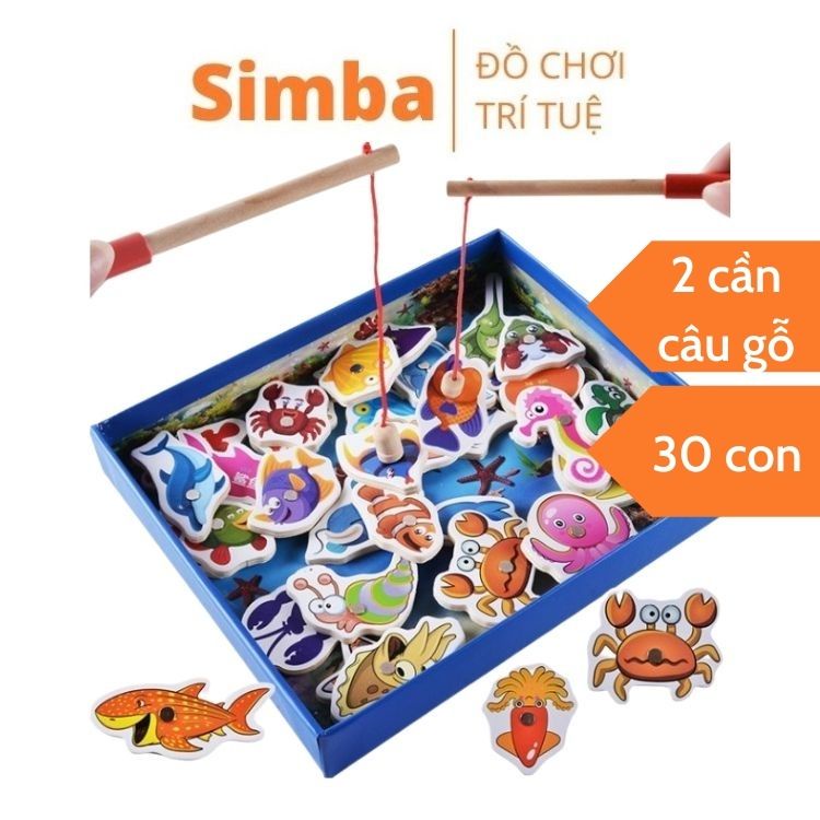 Câu cá nam châm gỗ 32 chi tiết đồ chơi simba câu cá gỗ nam châm cho bé