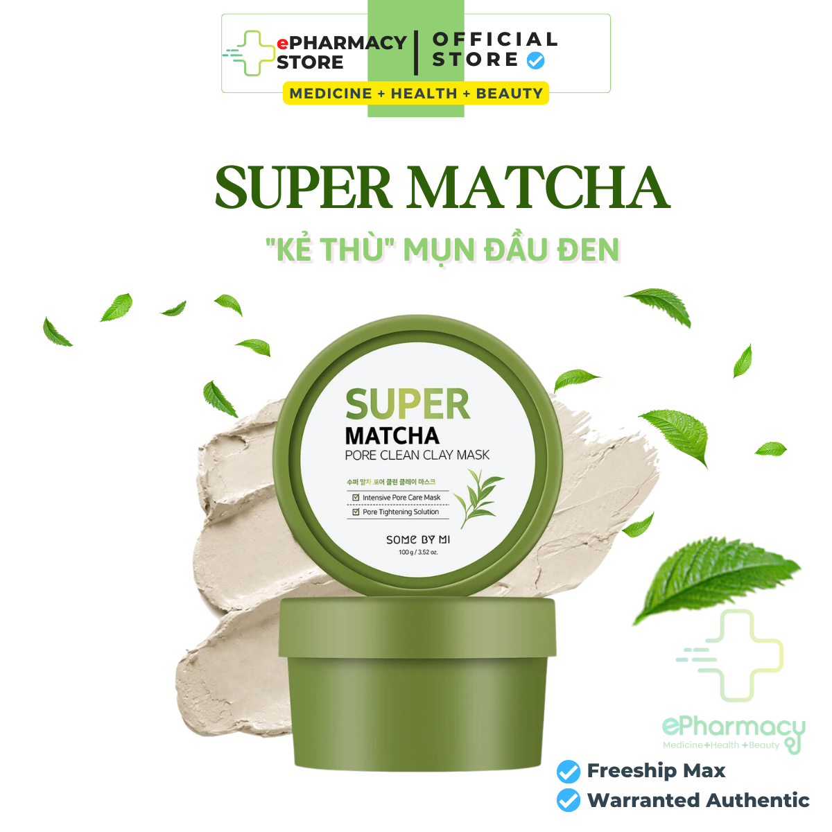 Mặt nạ đất sét some by mi super matcha cải thiện mụn đầu đen - some by mi super matcha pore clean clay mask 100g