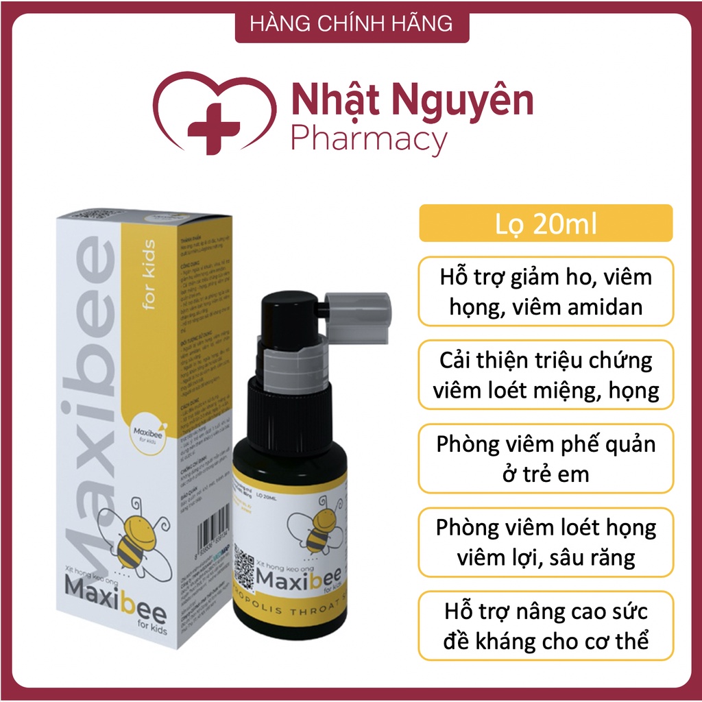 Xịt họng keo ong Maxibee Kids Giảm ho, giảm khò khè, giảm đau họng, tăng miễn dịch cho bé