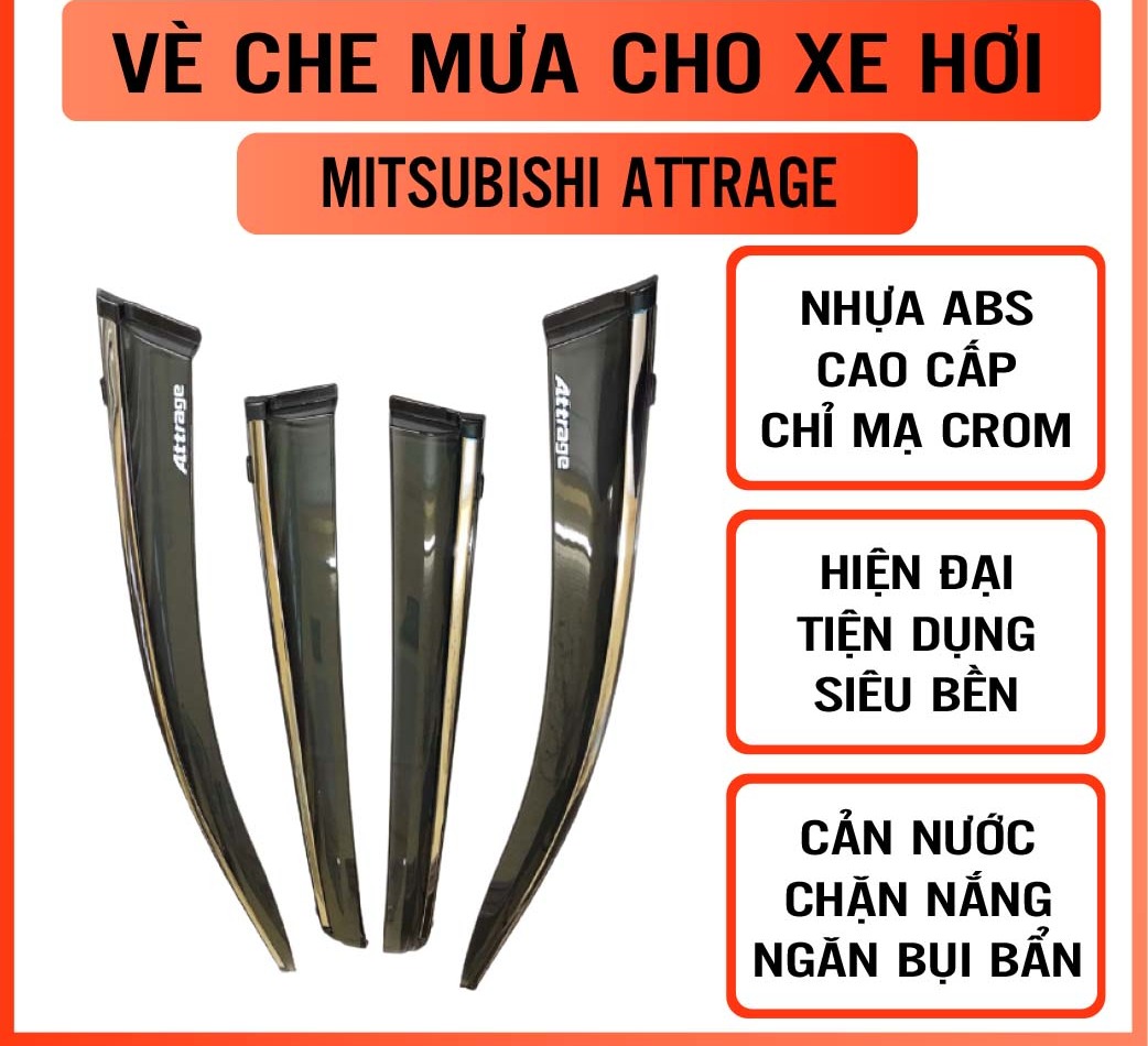 Bộ vè che mưa chỉ mạ crom cho xe mitsubishi attrage
