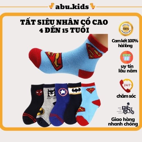 Tất cho bé SET 5 ĐÔI VỚ SIÊU NHÂN cho bé trai cổ cao - Tất trẻ em 2 size hàng đẹp