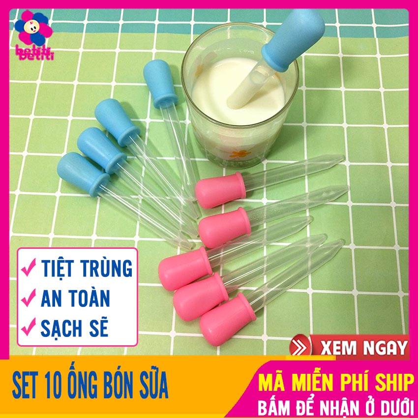 [Hoàn tiền 6%] [SIÊU PHẨM] Ống Bón Sữa Tiệt Trùng Cho Bé 5ml, Sạch Sẽ, An Toàn, Dễ Vệ Sinh, Bón Thức Ăn Cho Trẻ - Ống Bón Sữa 5ml, Ống Hút Bón Sữa, Ống Bơm Sưa, Ống Bón Thức Ăn Cho Bé BETITI - 10 Ong Bon Sua Silicon