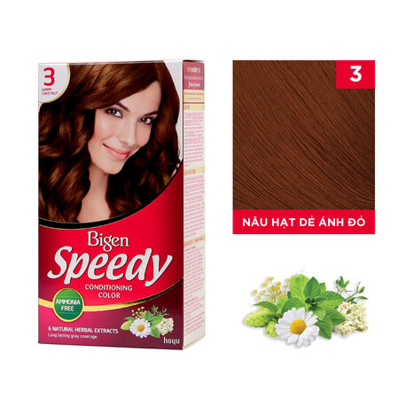 Thuốc nhuộm tóc bigen speedy số 3 màu nâu hạt dẻ ánh đỏ