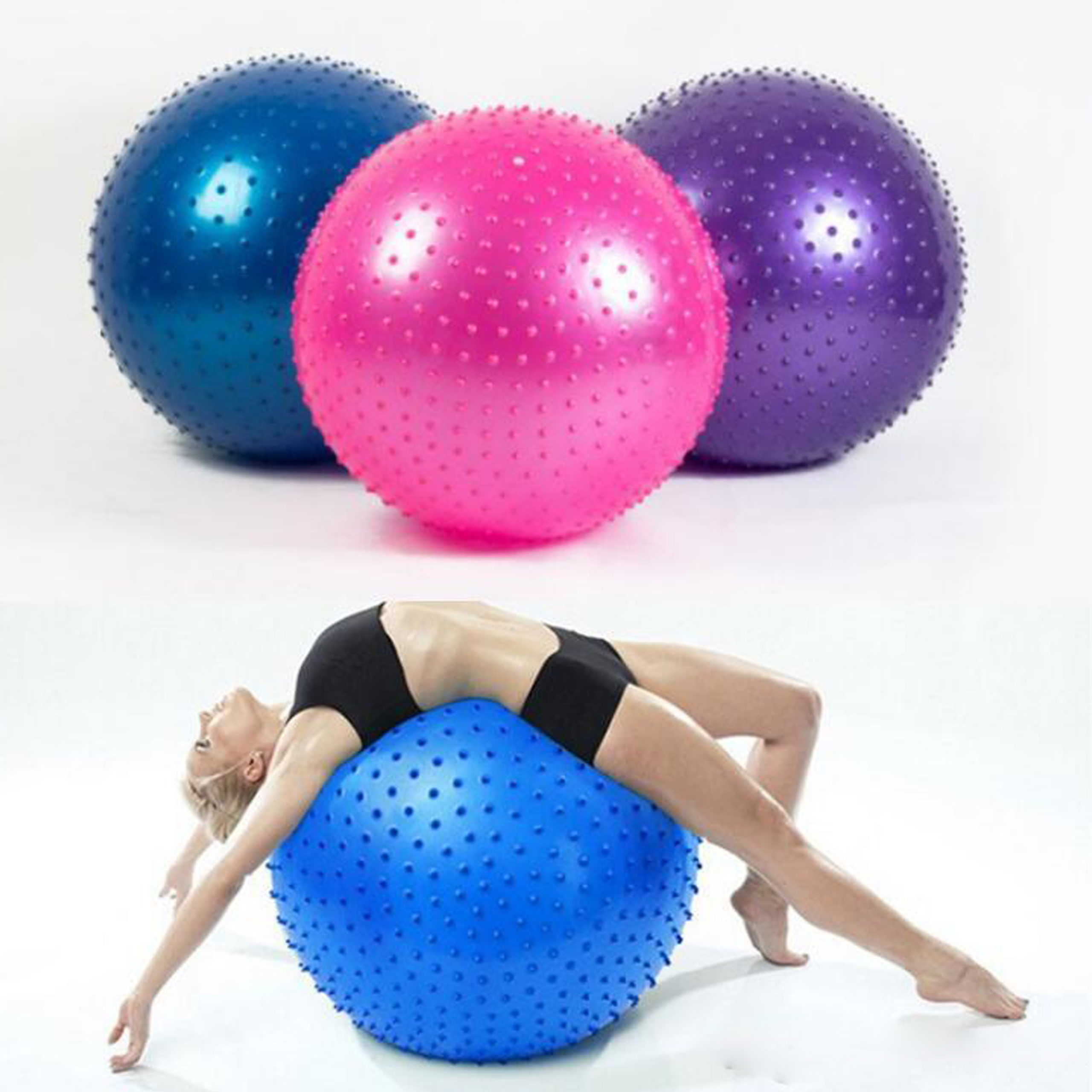 Bóng Tập Yoga 75cm Có Gai Massage Chống Trơn Trượt Siêu Bền Chống Nổ YO35 (Kèm Bơm Bóng)