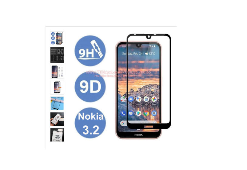 kính cường lực full màn hình 9D cho Nokia 3.2