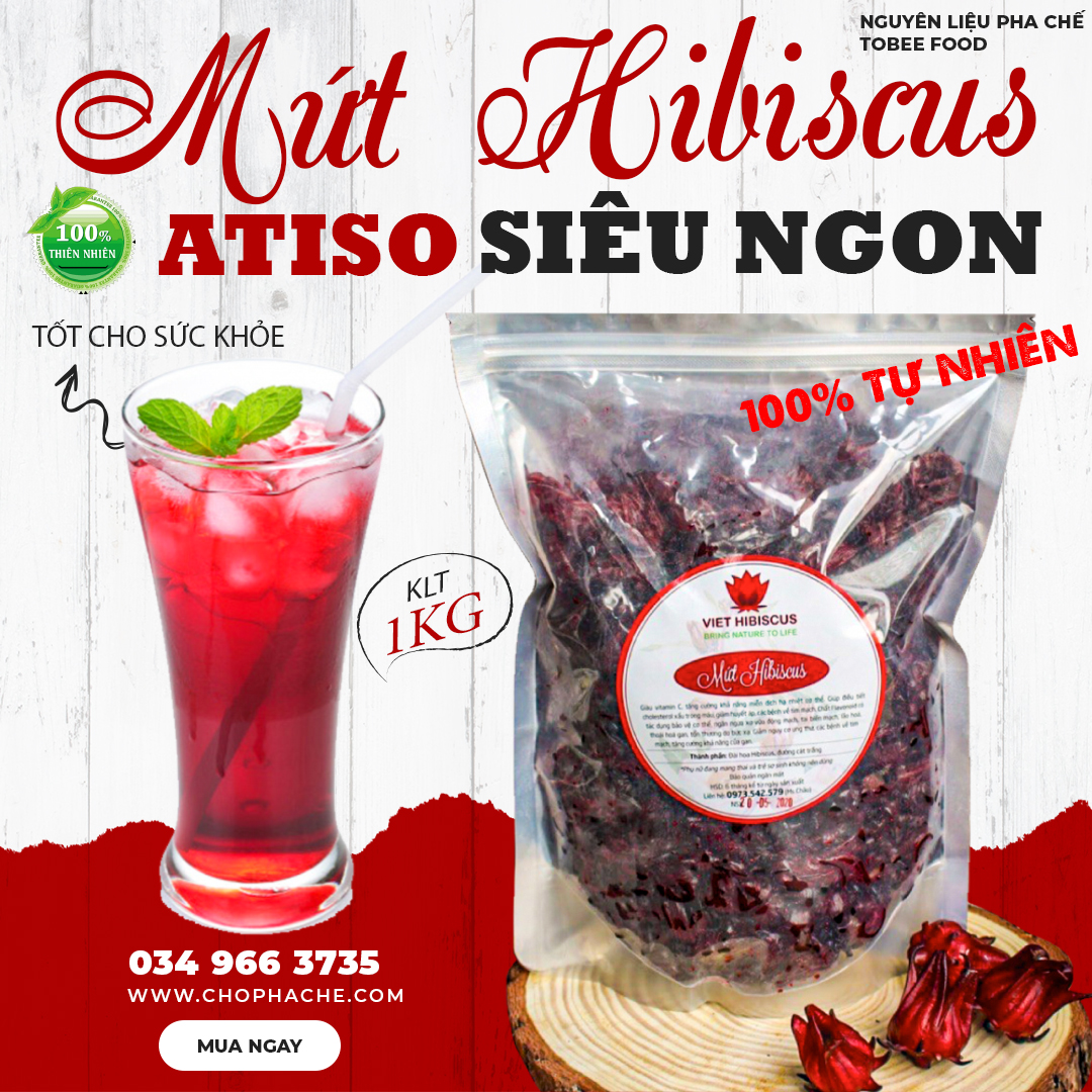 Mứt Atiso đỏ Hibiscus , Dùng pha chế đồ uống, hoặc ăn trực tiếp với trà trái cây, sữa chua
