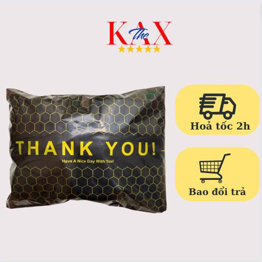 1 kg Túi gói hàng màu đen bóng chất lượng cao cấp size 28x42 in thank you The KAShop