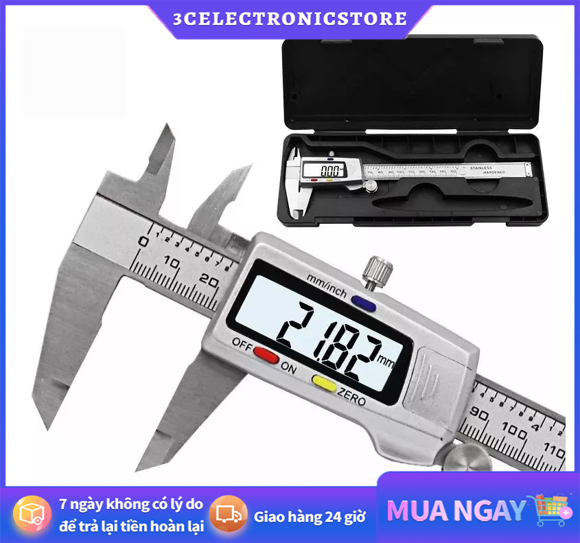 Thước kẹp điện tử 150mm thép hợp kim không rỉ màn hình LCD