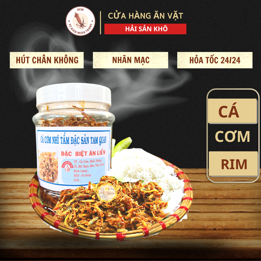 Cá cơm rim tỏi ớt ăn liền Miền Trung 250gr, cá cơm tẩm vị, cá cơm rim mặn ngọt tỏi ớt thơm ngon, cá cơm ăn vặt, cá cơm sấy giòn rim tỏi ớt