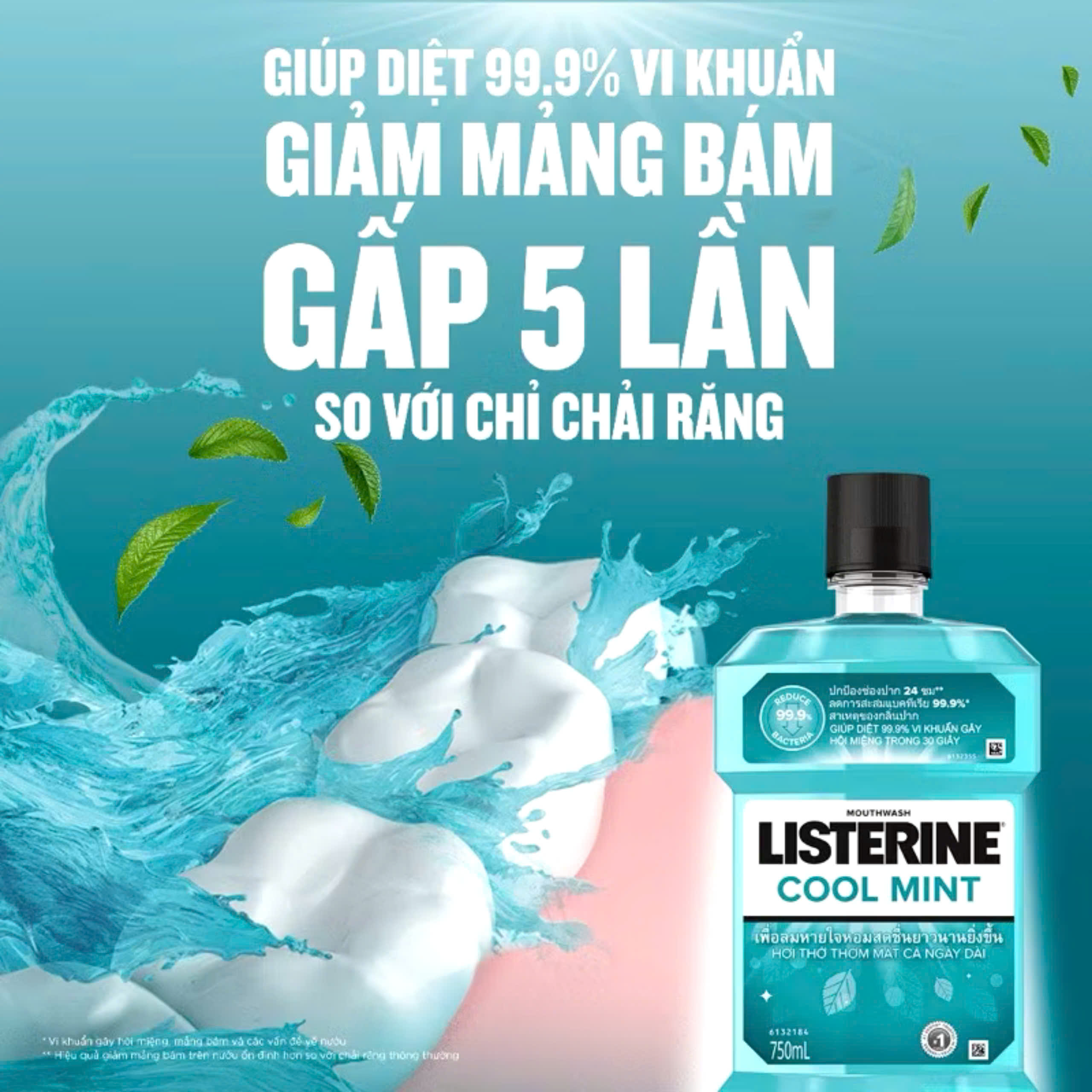 [Hàng Cty Chính Hãng Date mới] Nước Súc Miệng Giữ Hơi Thở Thơm Mát Listerine Cool mint - Dung tích 750ml/250ml