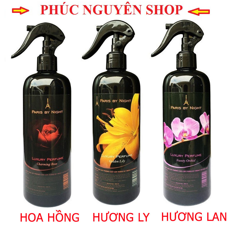 [HCM]Bộ 3 Chai xịt phòng khử mùi tinh dầu Nước hoa cao cấp Paris by night 500ml PNS437