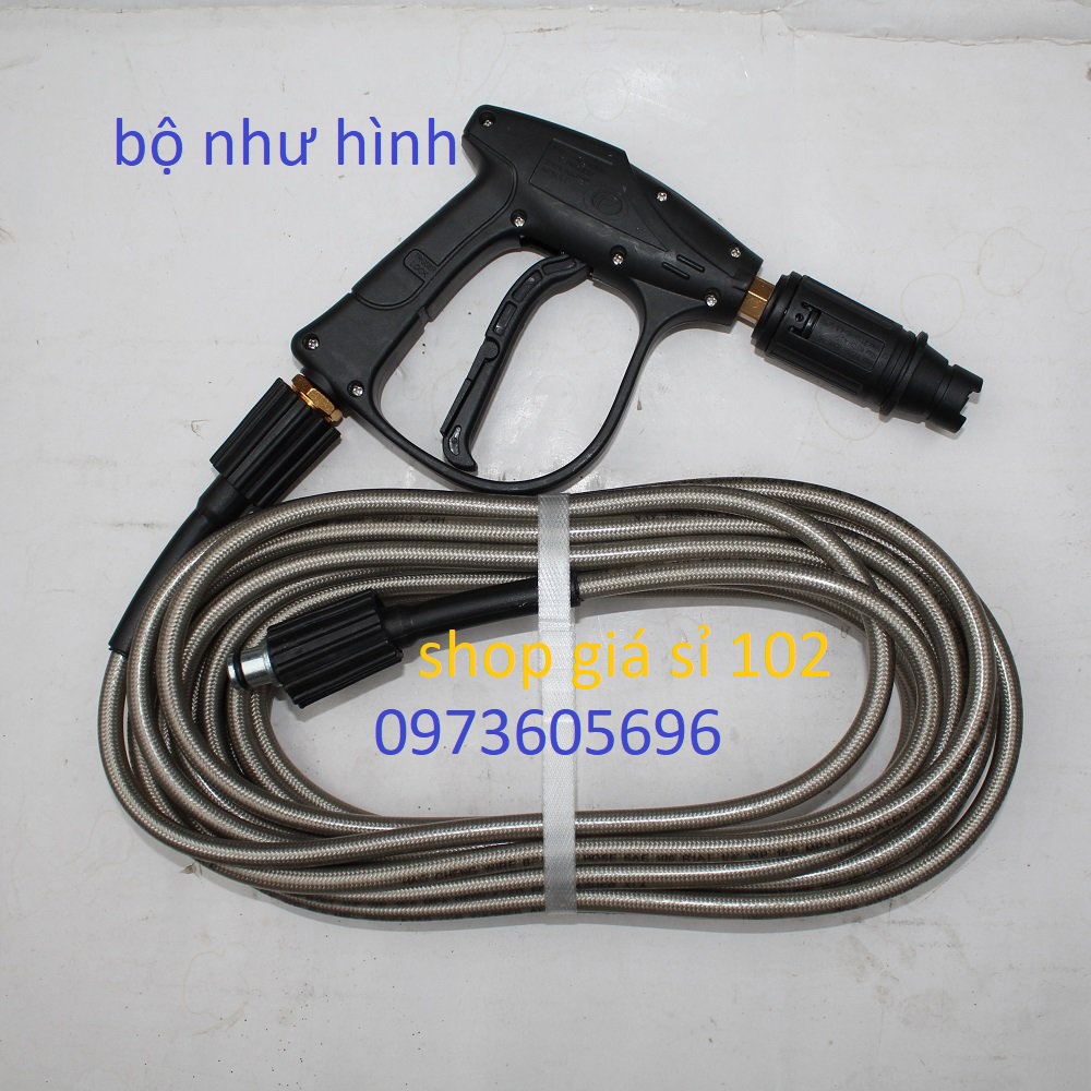 Bộ 10m-15m-20m-30m dây rửa xe và súng xịt - súng rửa xe áp lực cao ren 22mm