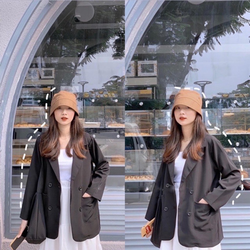 Áo blazer 1 lớp chuẩn form, blazer tay dài basic, blazer 3 màu đen, be, nâu - Amanda Store