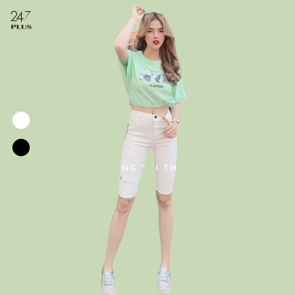 Quần Jean ngố 2 màu đen trắng trẻ trung phong cách