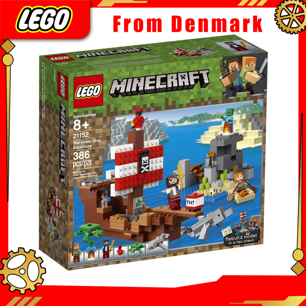 【From Denmark】LEGO Minecraft Pirate Ship Adventure 21152 Building Block Set (386 pieces) Genuine Guarantee