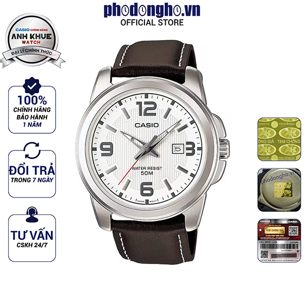 Đồng hồ nam dây da casio anh khuê mtp-1314l-7avdf