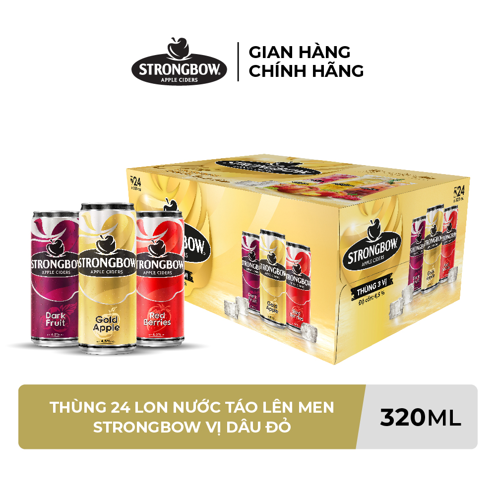 Thùng 24 lon nước táo lên men Strongbow Mix vị 320ml/lon