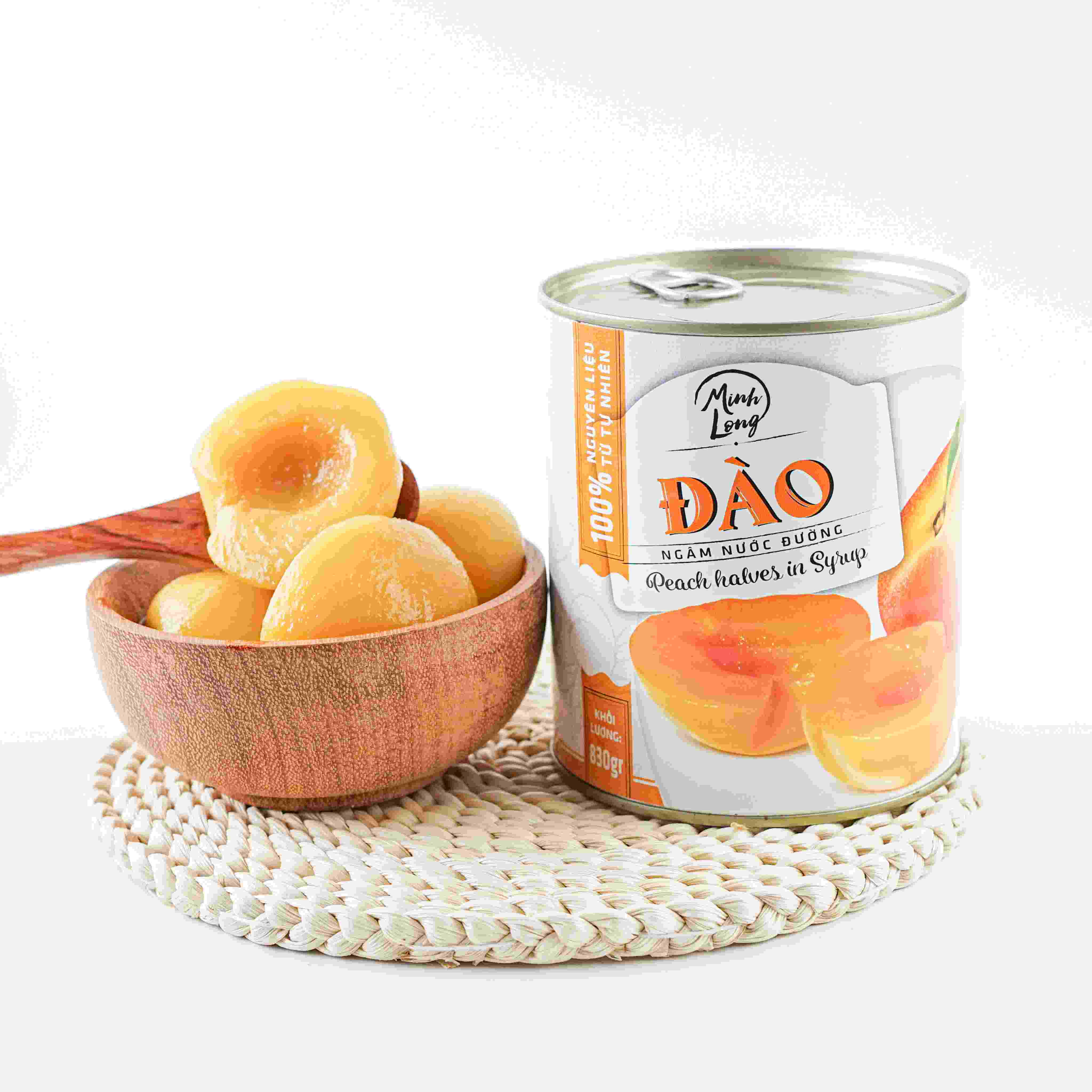 Đào ngâm nước đường Cát Long lon to 565 gr