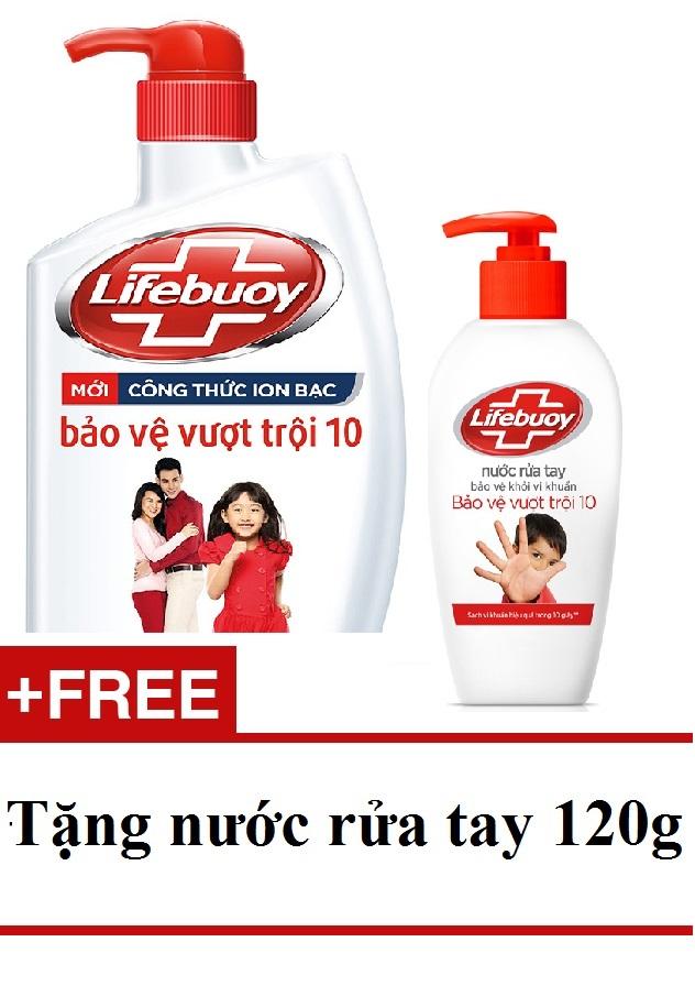 Sữa tắm Lifebuoy chăm sóc da với tinh chất sữa 850g tặng Nước rửa tay 120g