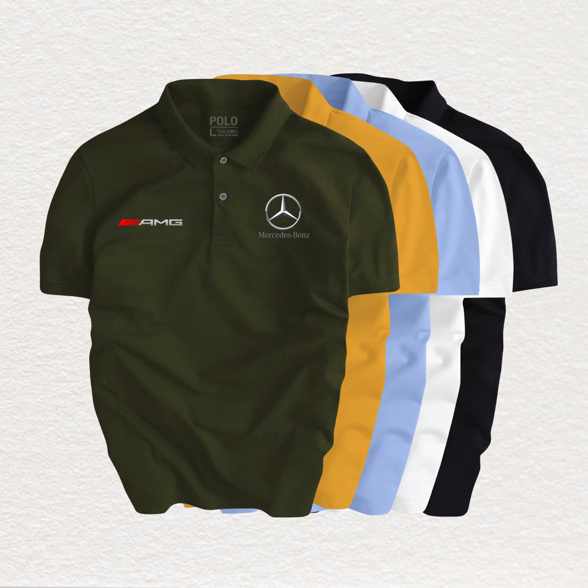 Áo Polo Mercedes Cao Cấp Form nam nữ, Vải Cá Sấu Thái Không Xù Lông, Mềm Mịn, Thoáng Mát