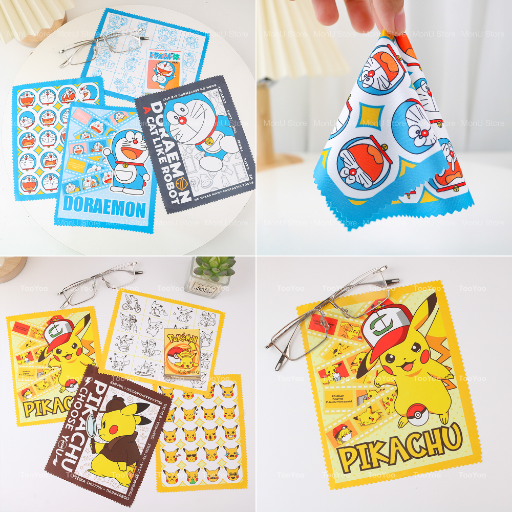 Khăn lau kính Doraemon, Hello Kitty, Pikachu dễ thương cute TooYoo BK00471