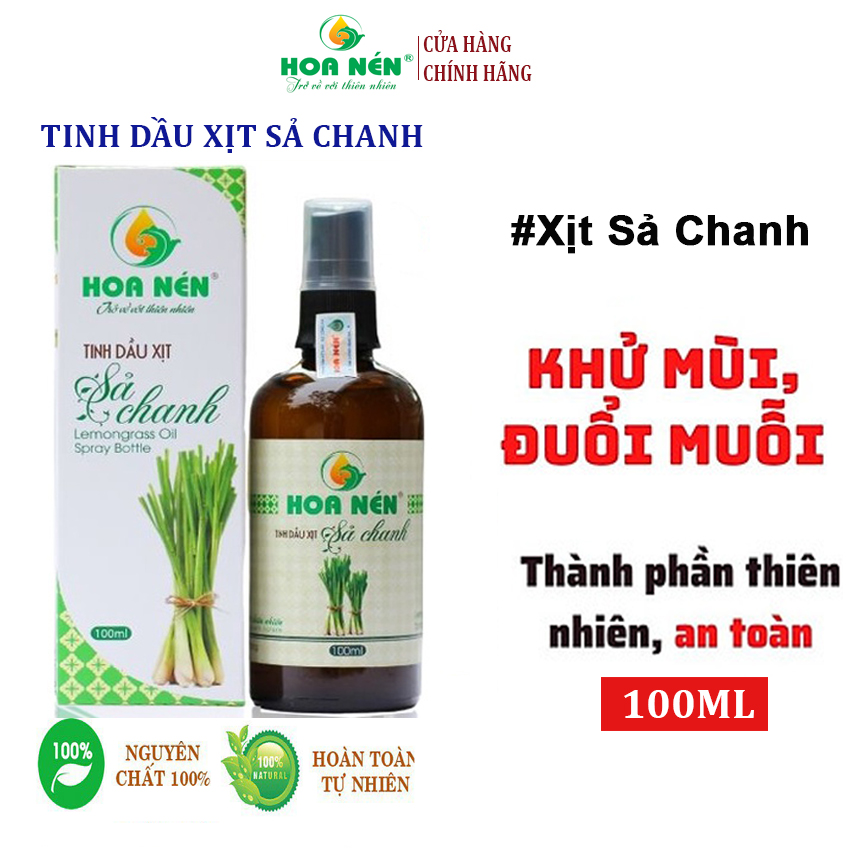 Tinh dầu sả chanh xịt phòng 100ml Tinh dầu sả đuỗi muỗi, khử mùi hôi, diệt khuẩn hiệu quả an toàn - Có kèm đầu xịt