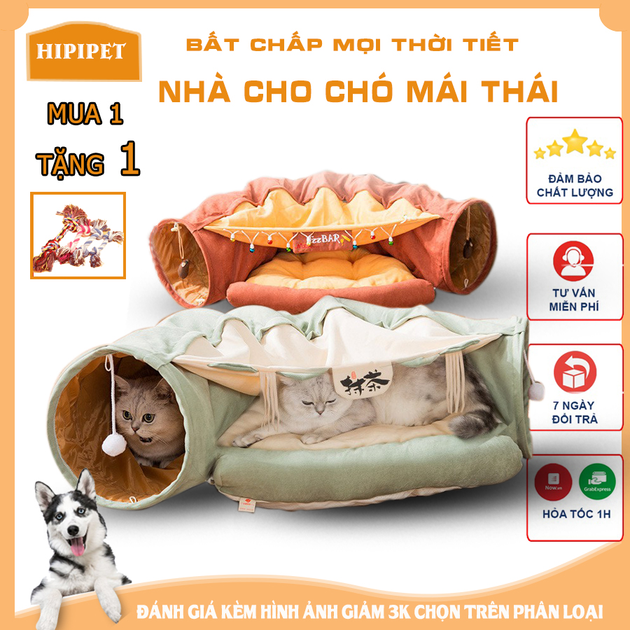 Nệm cho mèo , Ổ nằm cho mèo có đường hầm xuyên biên cao cấp sang trọng