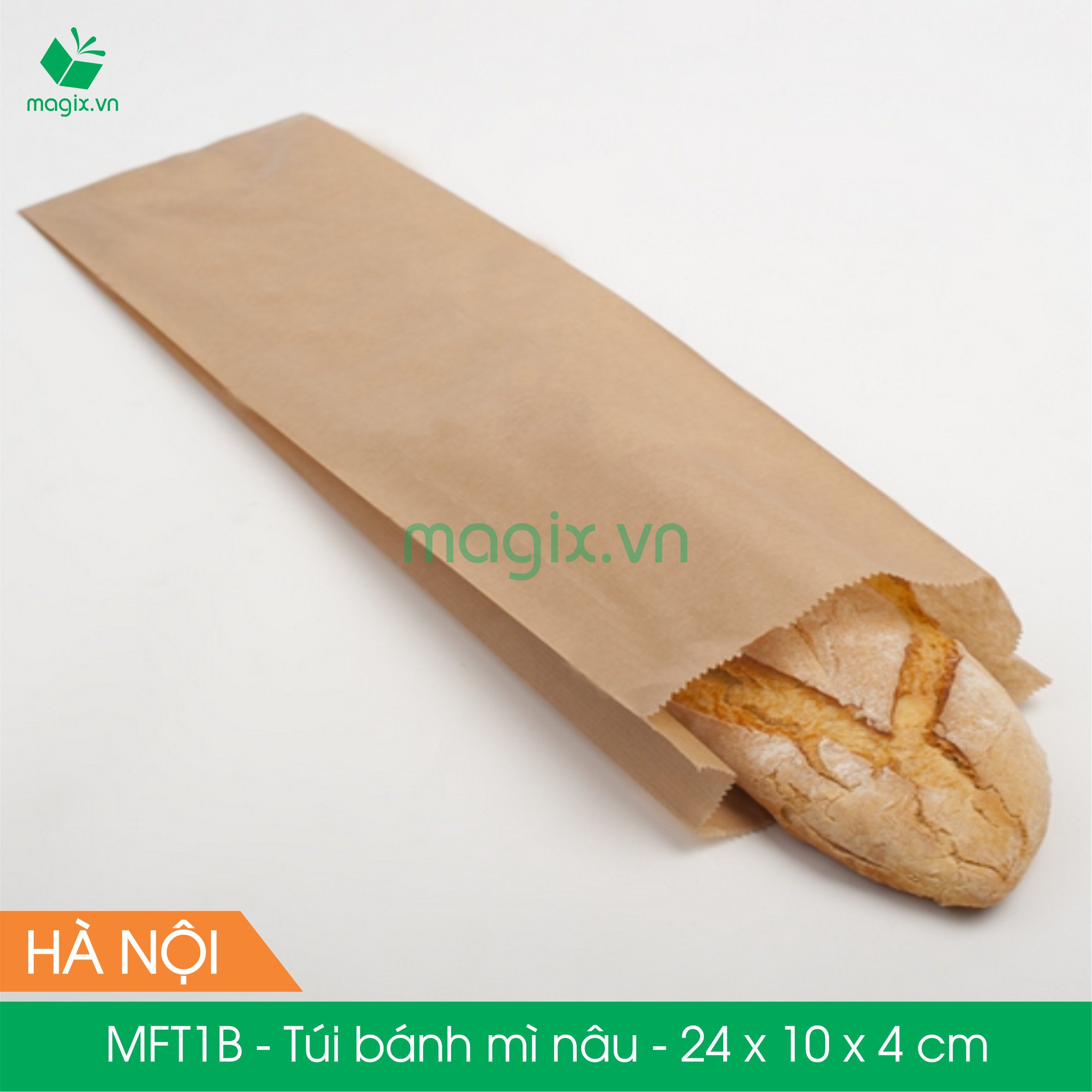 Mft1b - 24x10x4 cm - 100 túi giấy bánh mì nâu