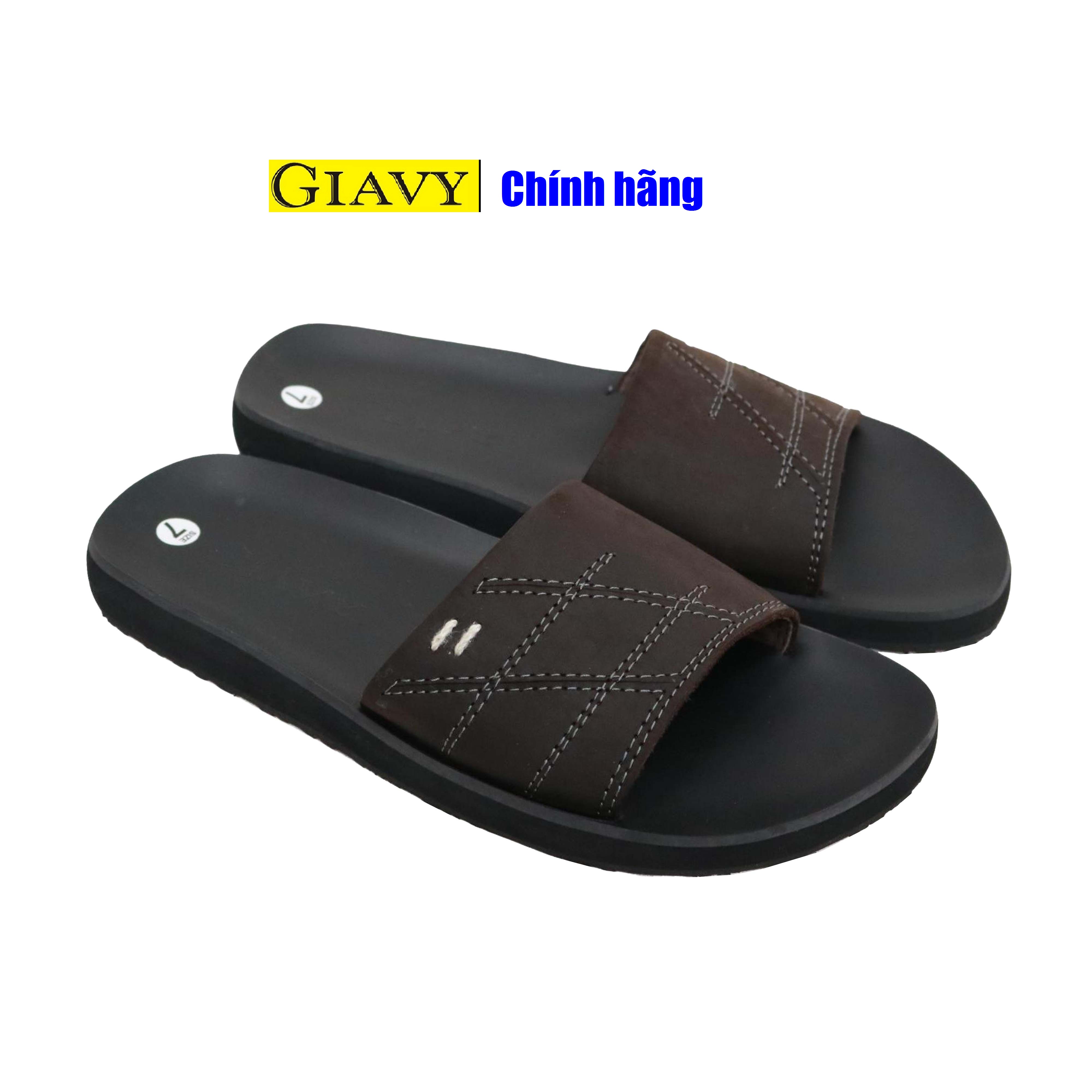 Dép giavy quai ngang nữ- k504 nâu