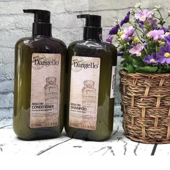 Cặp dầu gội xả phục hồi keratin và nuôi dưỡng tóc siêu mượt dangello 500ml x2