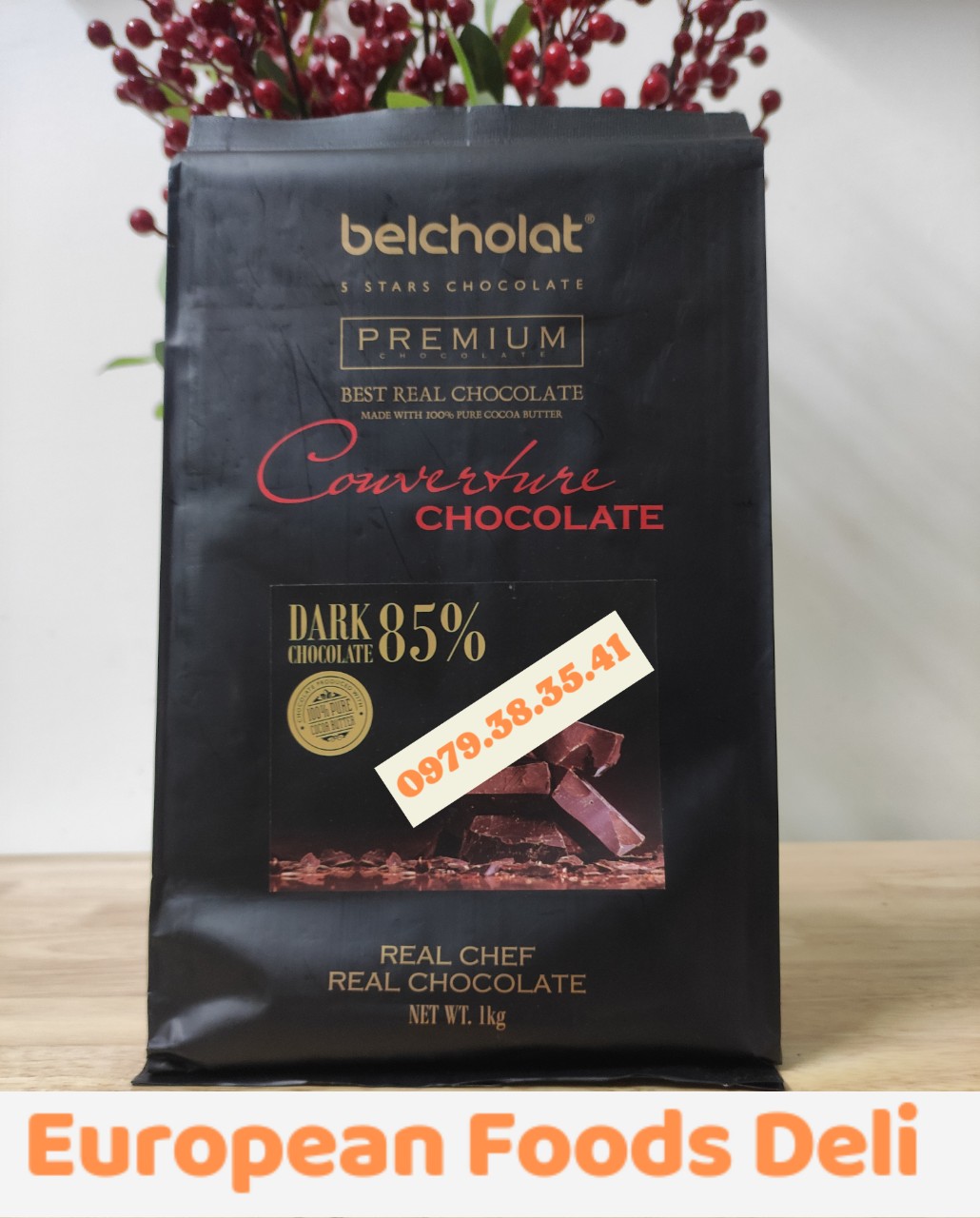 Socola Dark 85% Đen Thượng Hạng hiệu Belcholat 1KG Chocolate