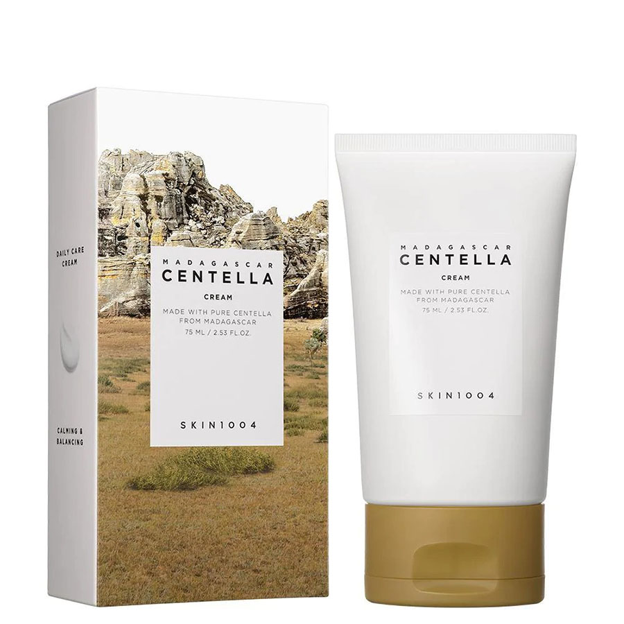 Kem dưỡng ẩm, phục hồi da mụn chiết xuất rau má Skin1004 madagascar centella cream 75ml