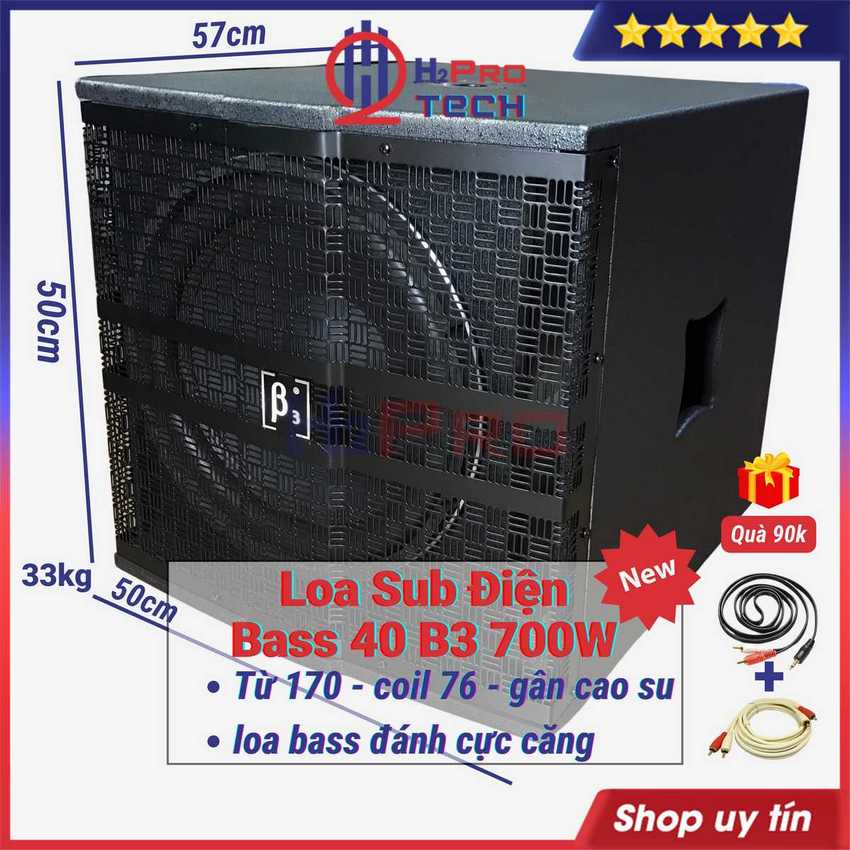 Loa Sub Điện Bass 40 B3 700W-Từ 170-Coil 76, Loa Sub 40 Cao Cấp Đánh Cực Căng, Bass Khoẻ (Tặng Dây AV Đôi) - H2pro Tech