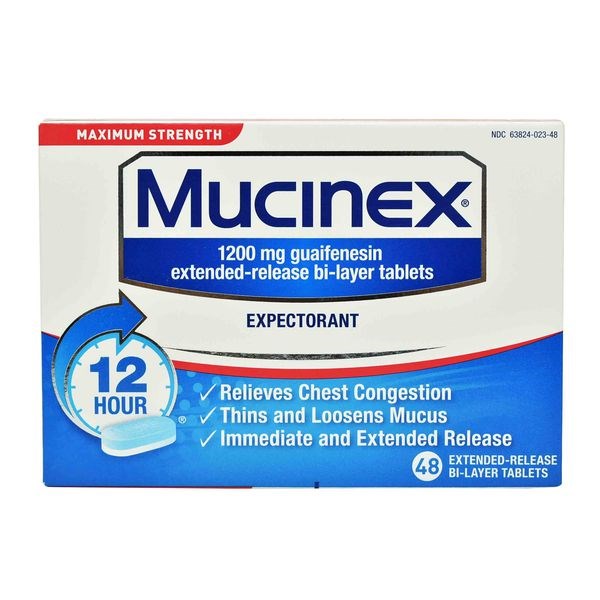 Viên uống cắt cơn ho có đàm, tức ngực mucinex 1200mg expectorant mỹ 12 hour 48 viên – mỹ 09/2021