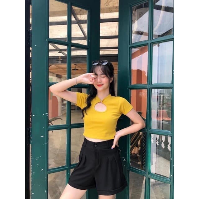 Quần Short nữ gập gấu ống rộng mẫu mới 2021