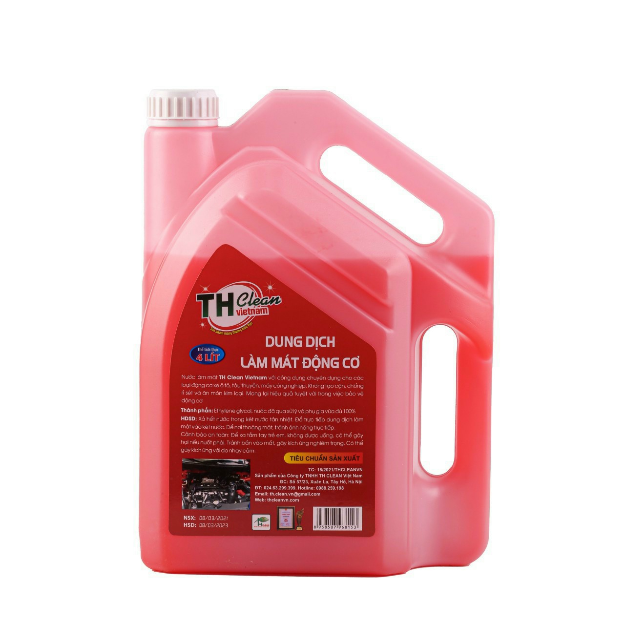 Nước làm mát động cơ ô tô xe máy Nước làm mát xe chuyên dụng màu đỏ TH CLEAN Can 4 lít  sử dụng cho mọi loại xe 