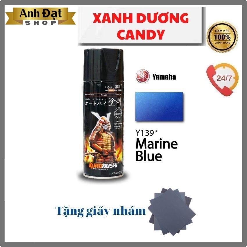[SƠN SAMURAI] Màu xanh dương Candy Y139* 400ml, có khả năng kháng xăng (A92, A95), chống nứt nẻ, Anh Đạt Shop