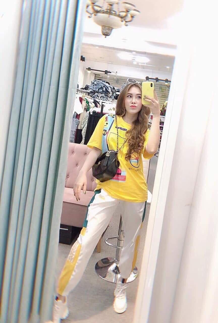 Đồ bộ quần dài áo tay ngắn xì teen cho nữ UZU