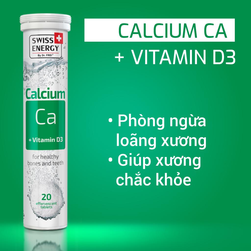 Viên sủi hỗ trợ phát triển xương và răng khỏe mạnh Swiss Energy Canxi + Vitamin D3 (Tuýp 20 viên)