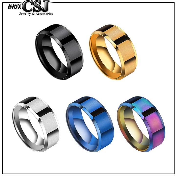 Nhẫn inox bảng to 8mm nhiều màu cá tính không đen vĩnh viễn N648