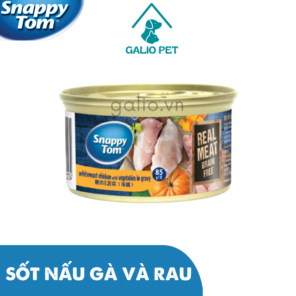 Pate lon cao cấp Snappy Tom vị Thịt Gà và Rau Củ nấu sốt 85g