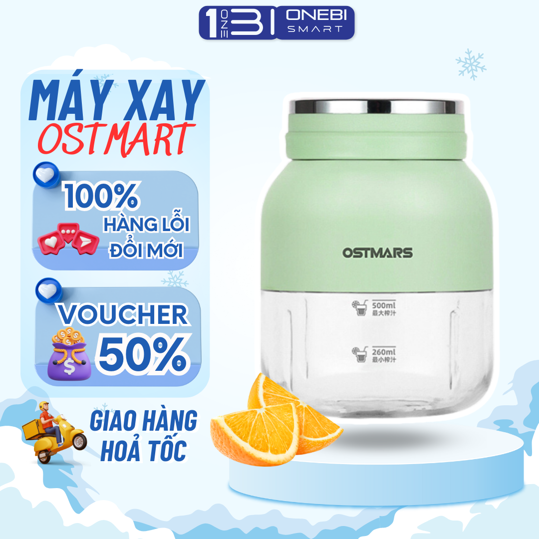 Máy xay sinh tố mini cầm tay ostmars, dạng bình nước có thể uống liền ,máy xay sinh tố cầm tay kèm ống hút không dây