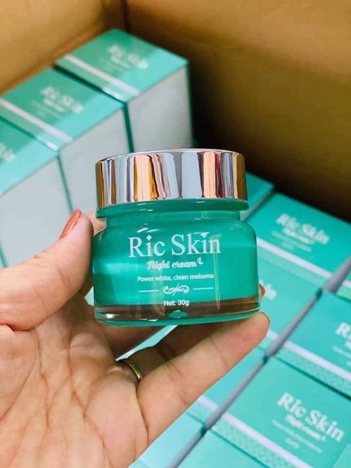RIC SKIN NIGHT CREAM Kem Đêm Trị Nám Tinh Chất Tảo Biển, Lô Hội, hạt Nho Sạch Nám Sạm, Hết Tàn Nhang, Dưỡng Trắng Da