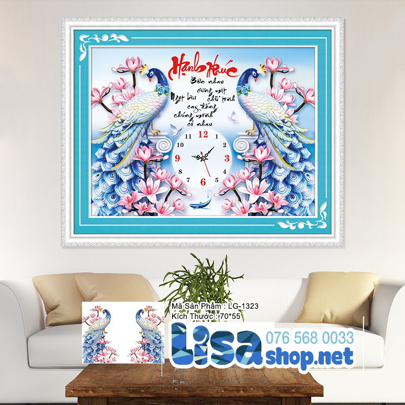 Tranh đính đá hạnh phúc 70x55cm chưa đính lg1323