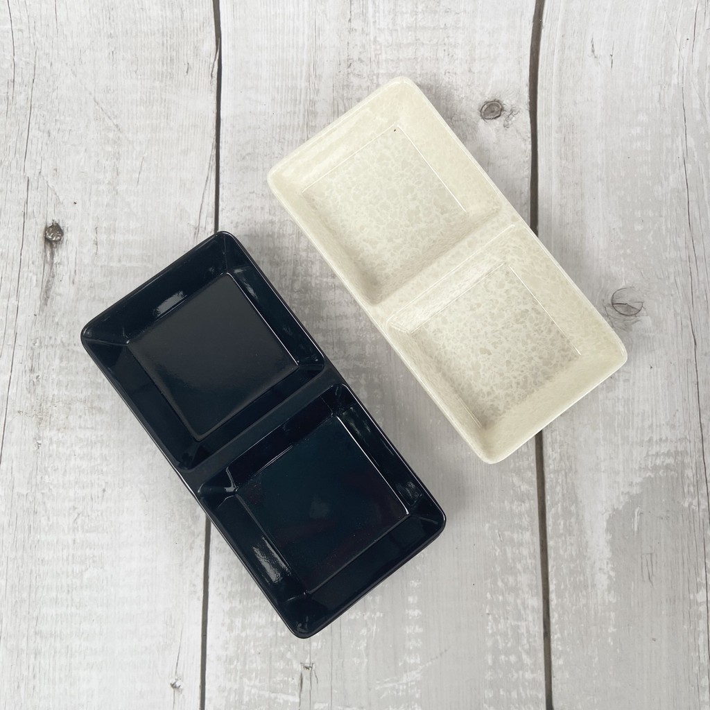 10 chén chấm 2 ngăn melamine màu đen, nâu, dĩa tương, sốt nhà hàng quán bar - small bowl