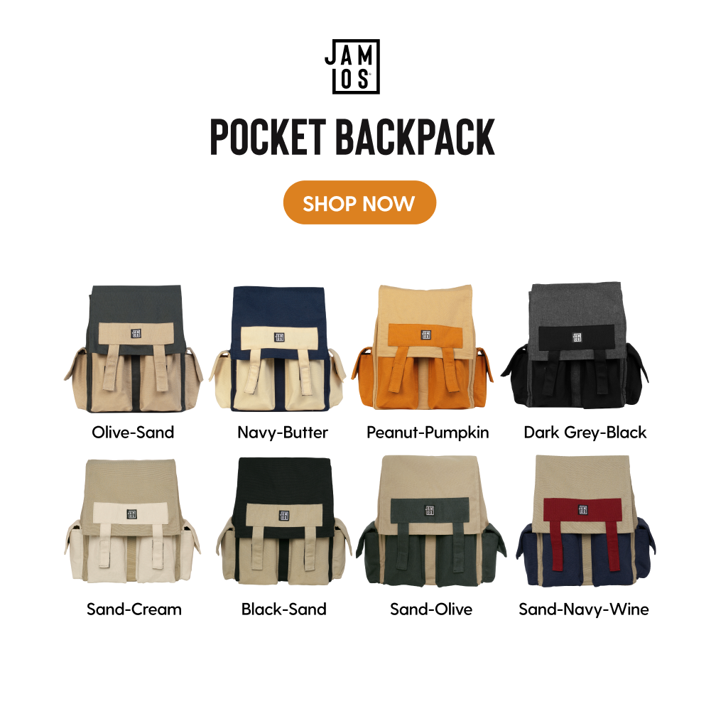 Jamlos Pocket Backpack - Balo thời trang nhiều ngăn vải canvas đi học, đi làm, du lịch