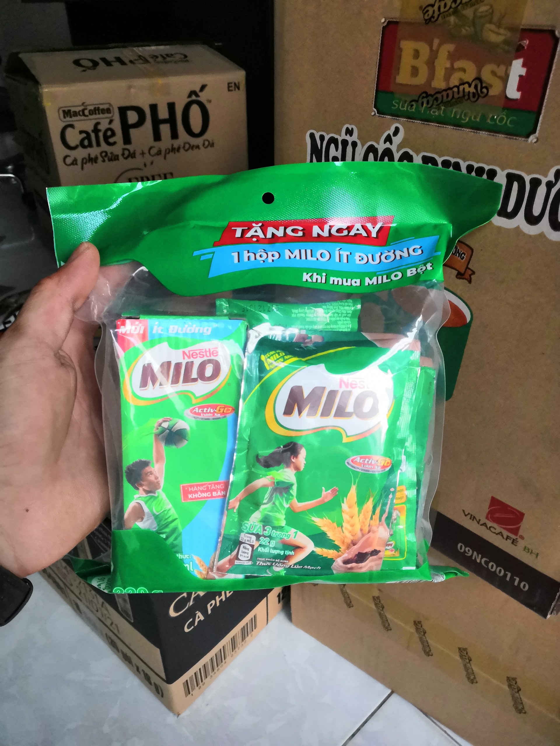 [ Tặng 1 hộp Milo] Combo 2 dây Milo bột - dây 10 gói * 22g tặng kèm 1 hộp Milo ít đường 180ml