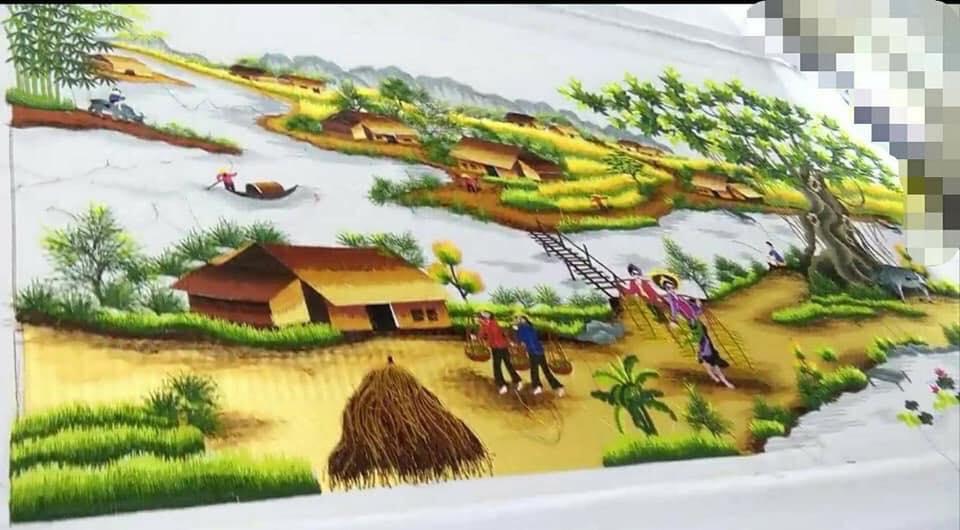 Tranh thêu truyền thống thành phẩm đẹp xuất sắc 50x70cm