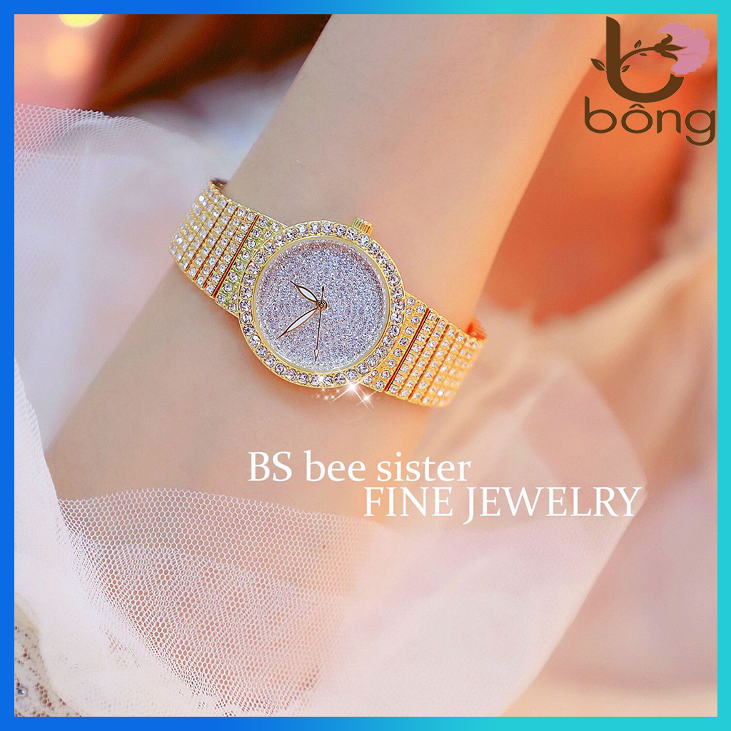 [HCM]Đồng Hồ Nữ BS BEE SISTER 1101 Dây Kim Loại Cao Cấp Mặt Tròn Đính Đá Sang Trọng - Tặng Kèm Hộp Và Pin Dự Phòng