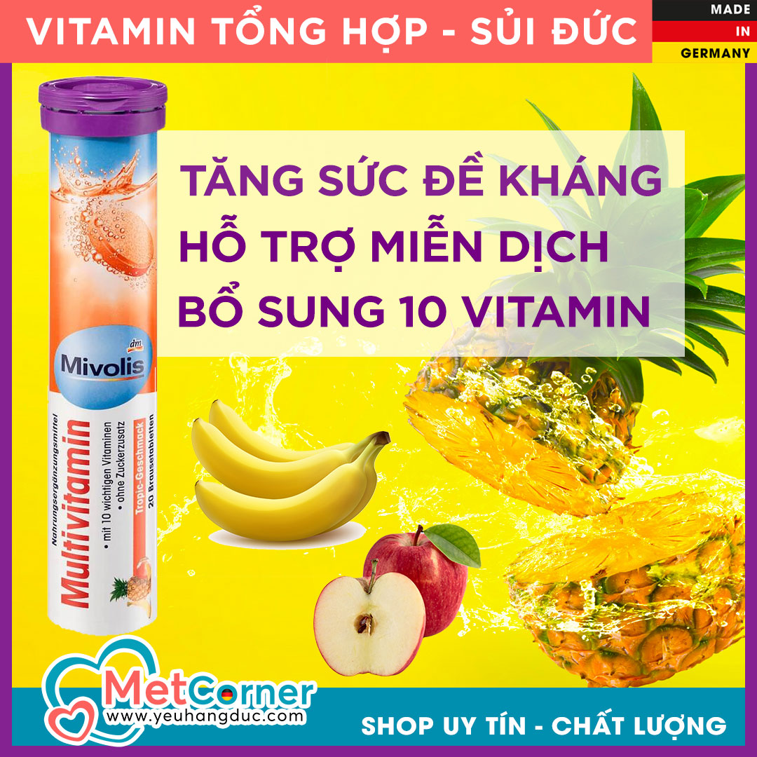 Vitamin Tổng hợp - Sủi Đức Mivolis - Multi Vitamin - Vitamin Tổng Hợp 20 Viên - Tăng sức đề kháng hỗ trợ miễn dịch
